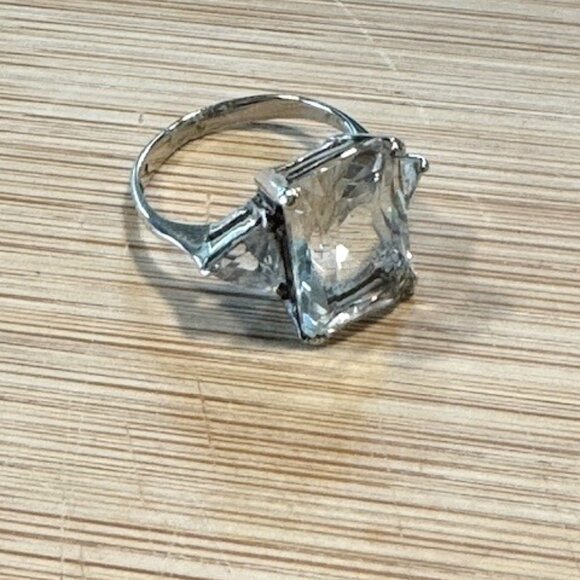 sterling silver white topaz ring sz 7 - Picture 1 of 5